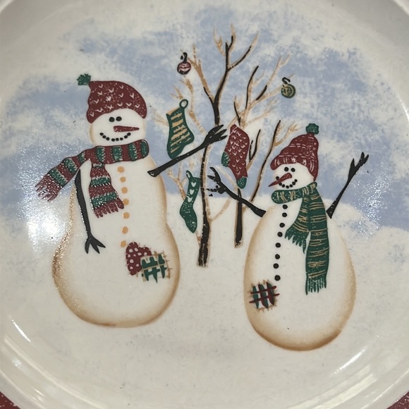 Vintage royal seasons stoneware winter snowman plates set of 4 - Picture 4 of 14